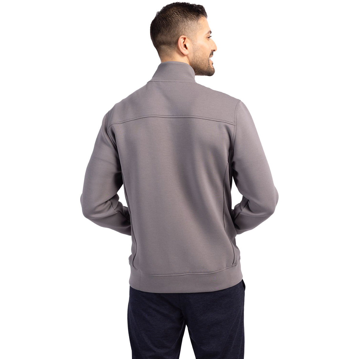 Cutter & Buck Men's Elemental Grey Roam Eco Recycled Full Zip Jacket - A Sustainable Style Statement