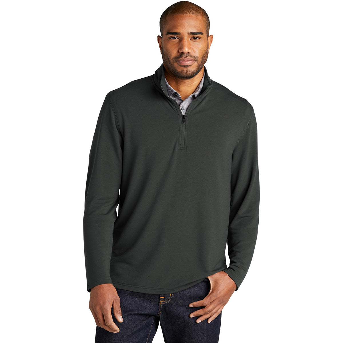 Port Authority Men's Charcoal Microterry 1/4-Zip Pullover - A Must-Have for Men!