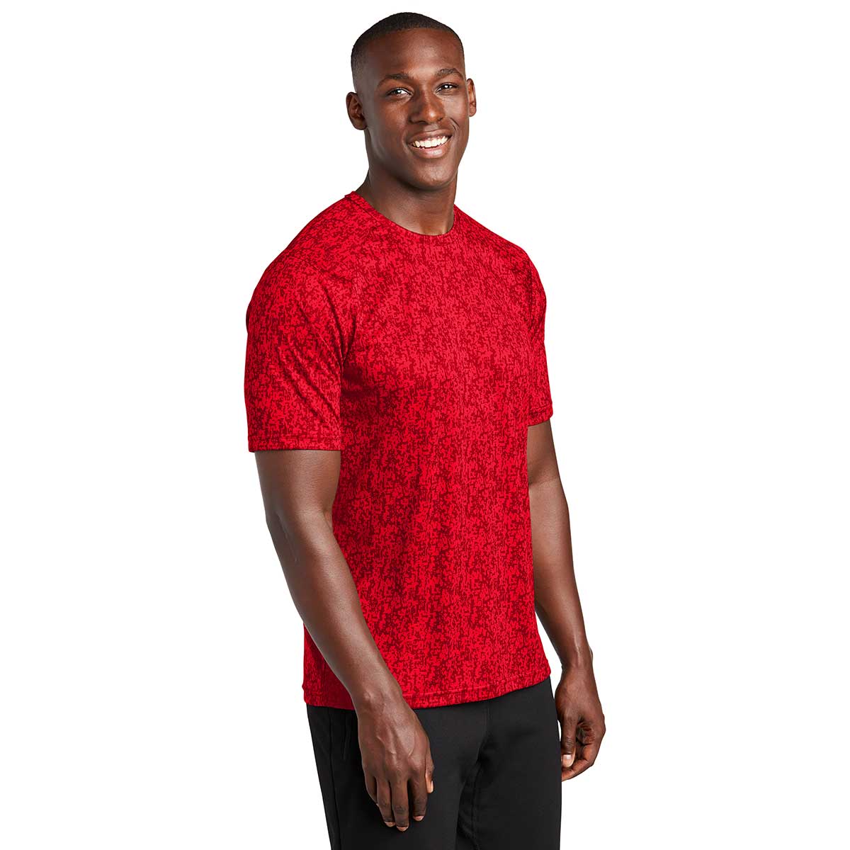 Sport-Tek Men's Stunning True Red PosiCharge Digi Camo Short Sleeve Tee - A Fashion Statement!