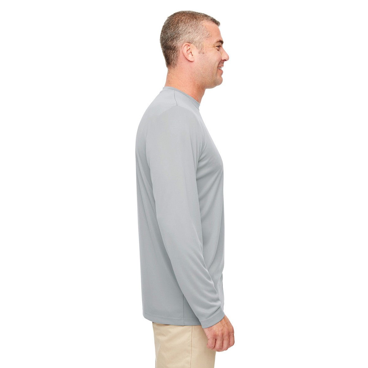 UltraClub Men's Grey Cool & Dry Long-Sleeve Performance Top - A Must-Have for Active Men