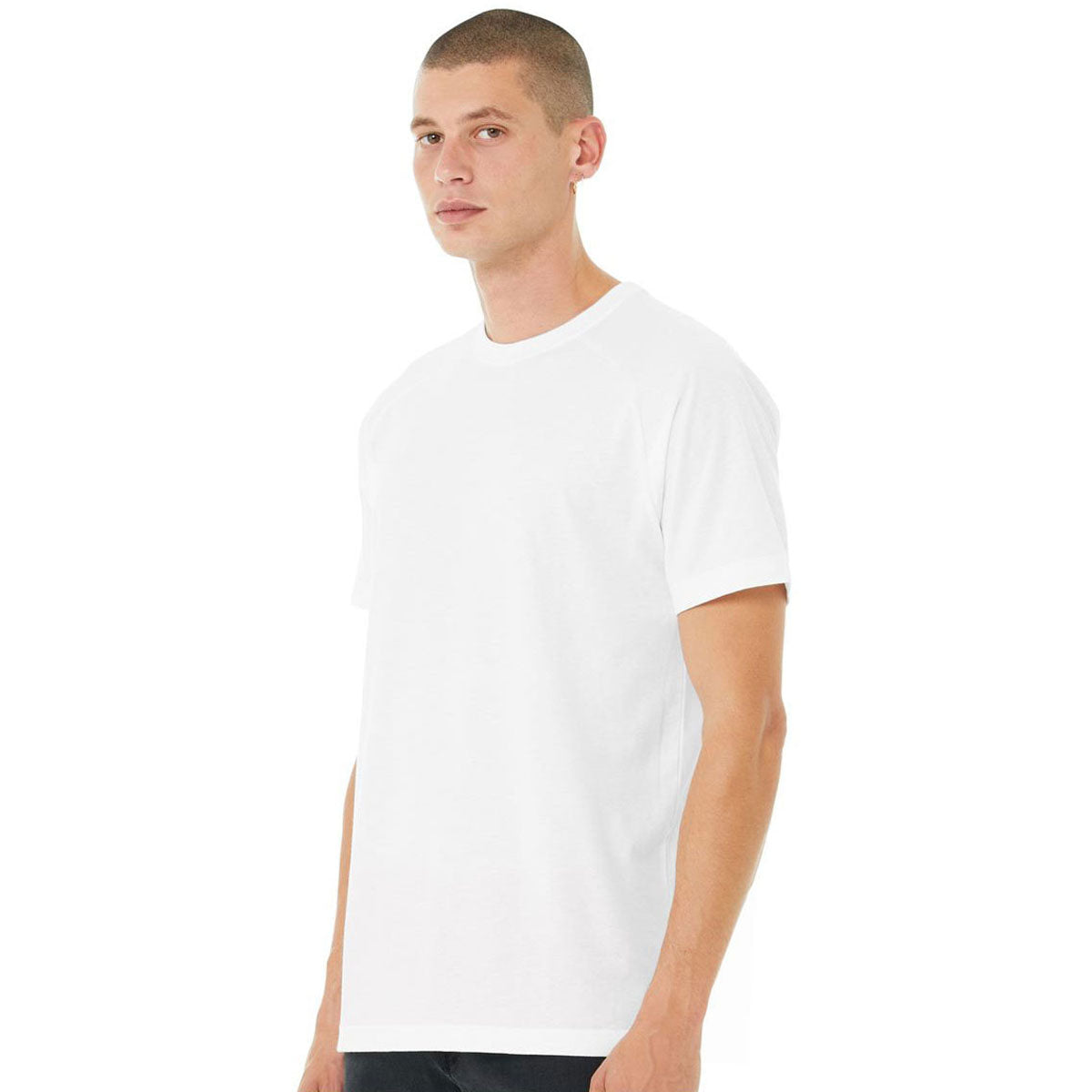 Bella + Canvas Men's Stunning Solid White Blend Heather CVC Raglan Tee - A Must - Have!