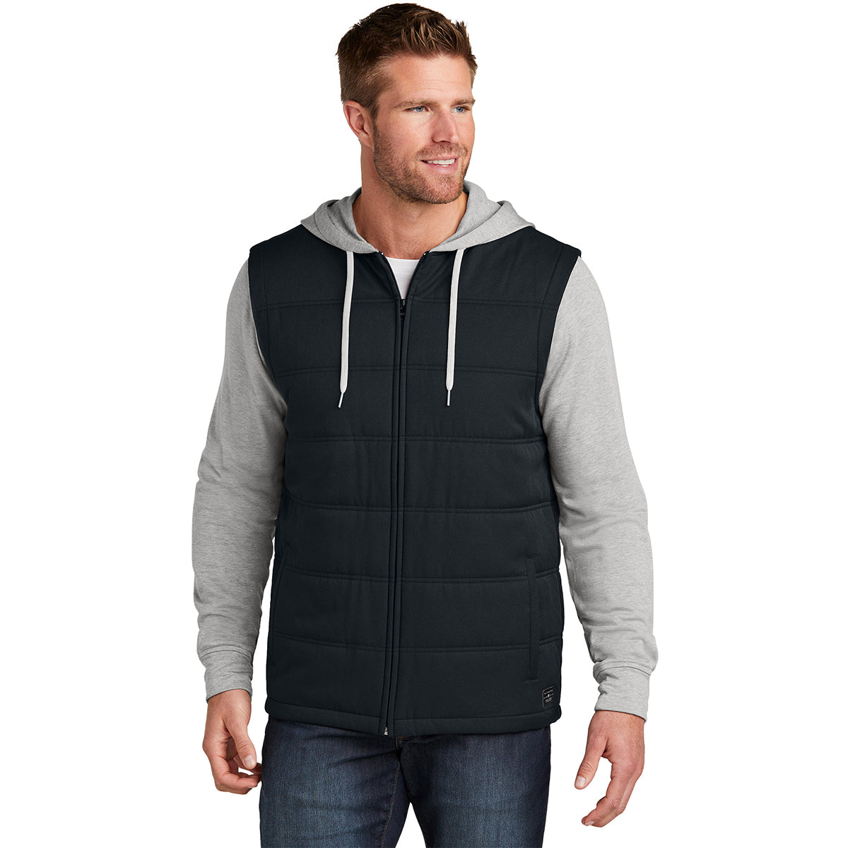 TravisMathew Men's Stunning Black/Grey Heather Tides Up Hooded Jacket