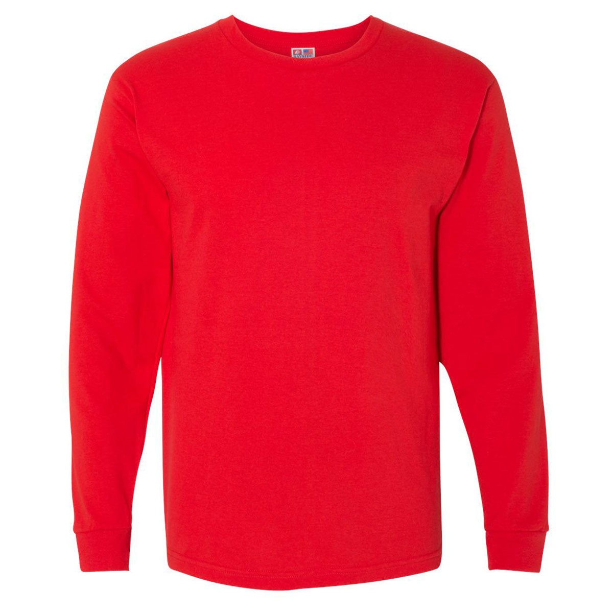 Bayside Men's USA-Made Red 100% Cotton Long Sleeve T-Shirt - Ideal for Custom Logos