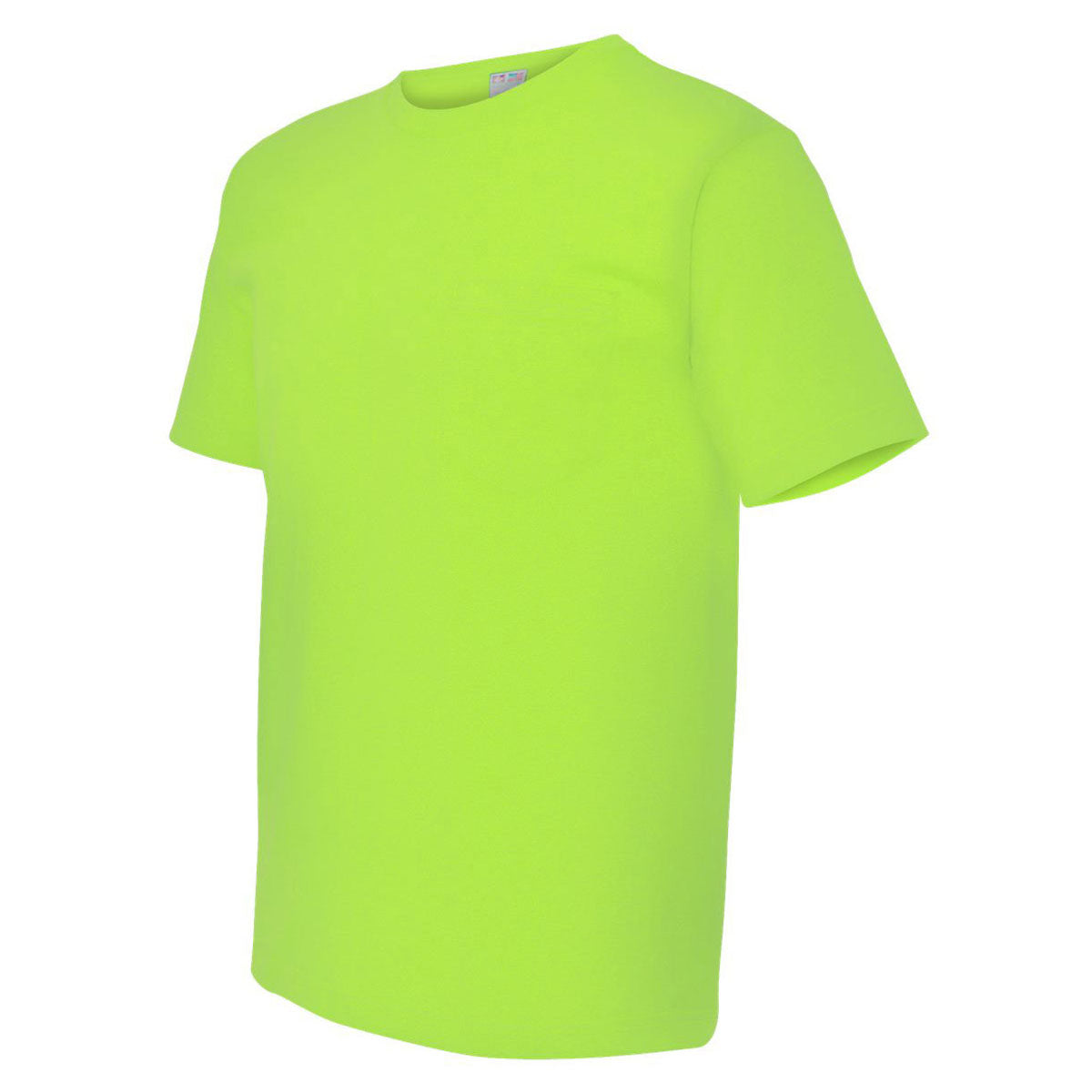 Bayside Men's Striking Lime Green USA-Made Short Sleeve T-Shirt with Strategic Pocket
