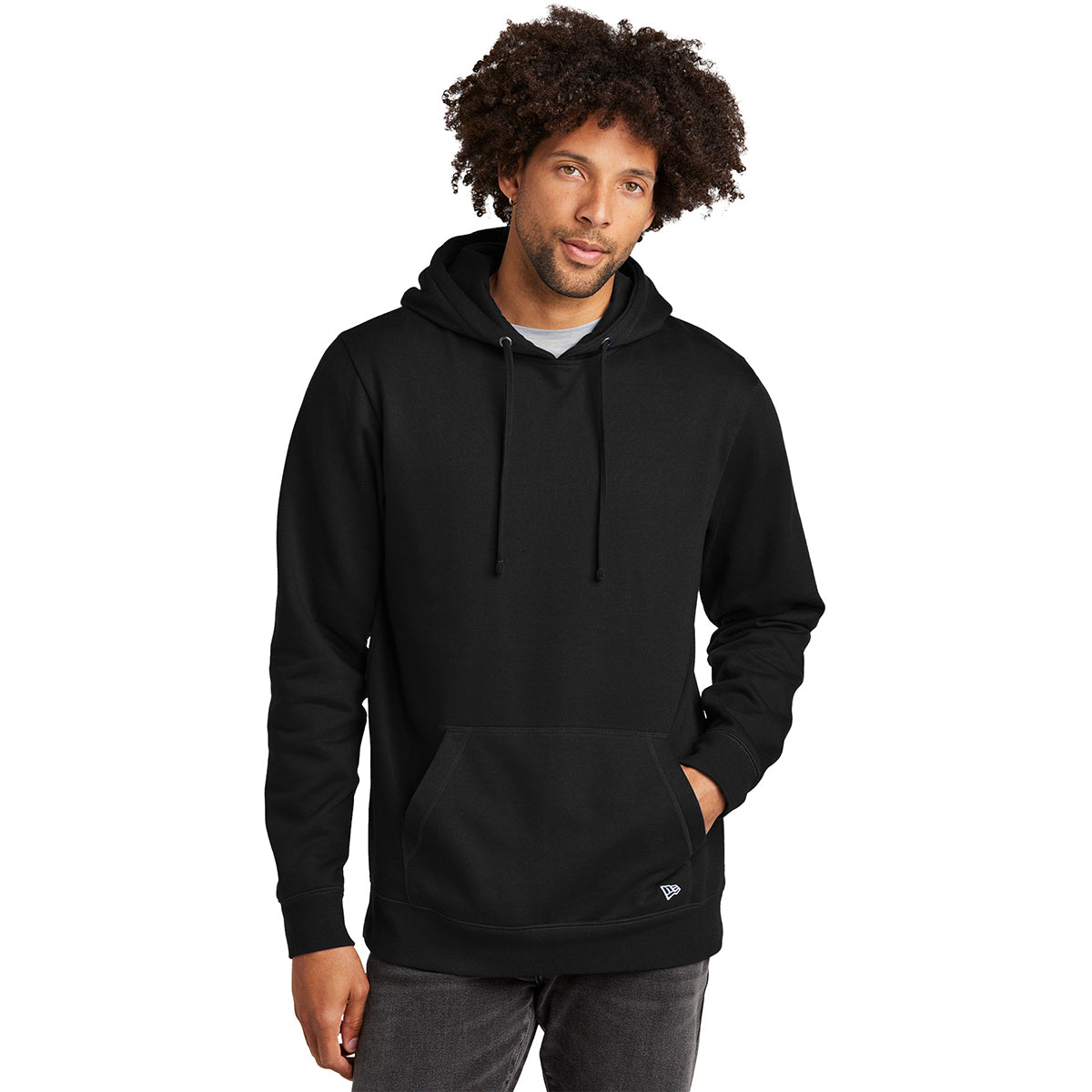New Era Men's Black Comeback Fleece Pullover Hoodie - Customizable & Comfortable