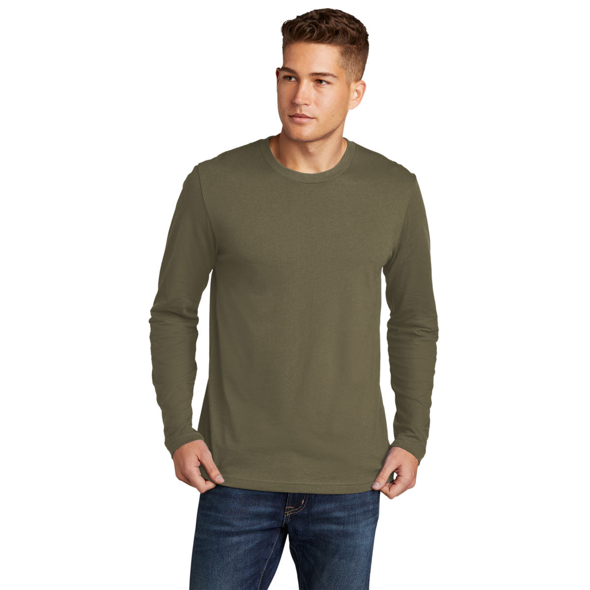 Next Level Men's Military Green Cotton Long Sleeve Tee: A Stylish and Functional Choice
