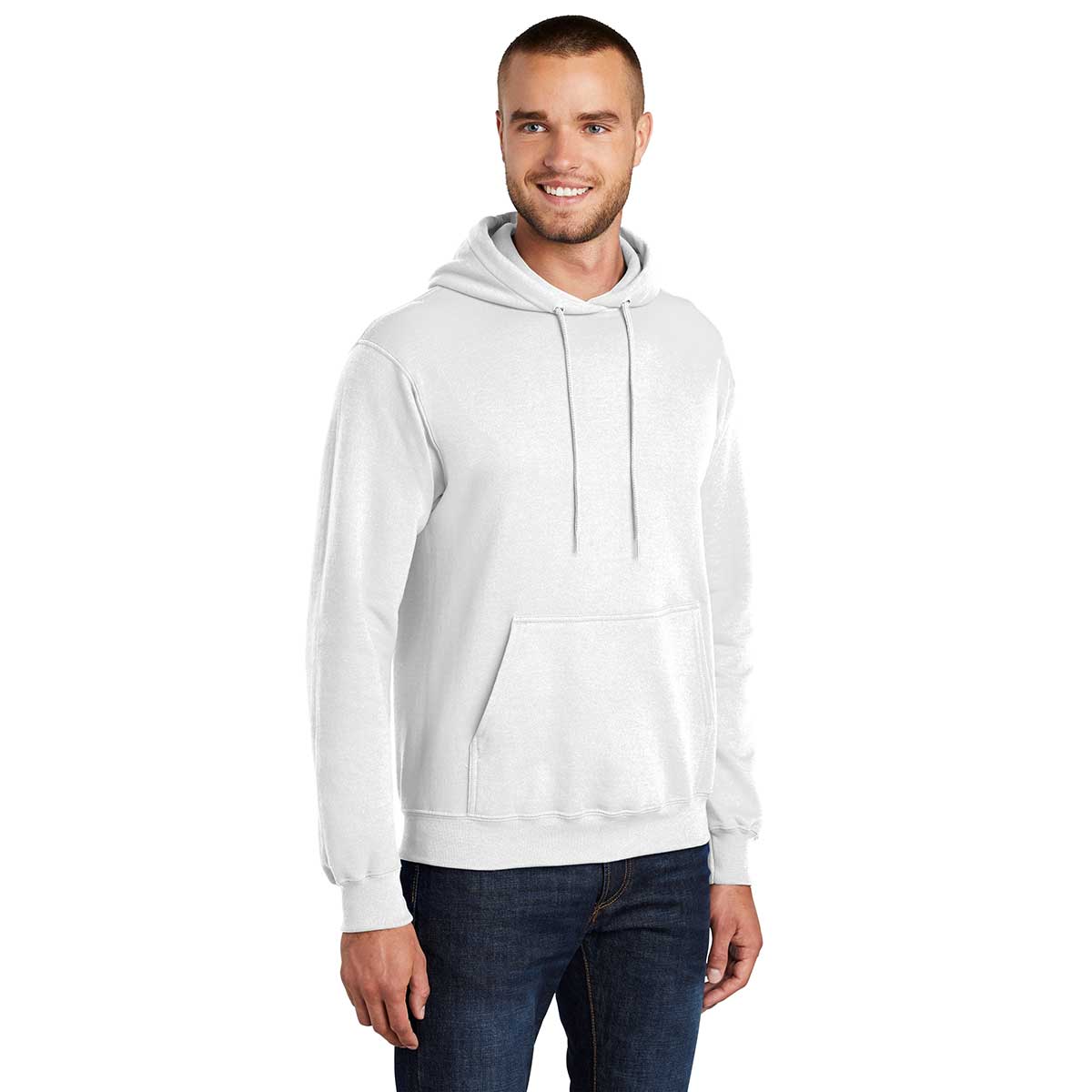 Port & Company Men's Tall White Core Fleece Pullover Hoodie - Ultimate Comfort!