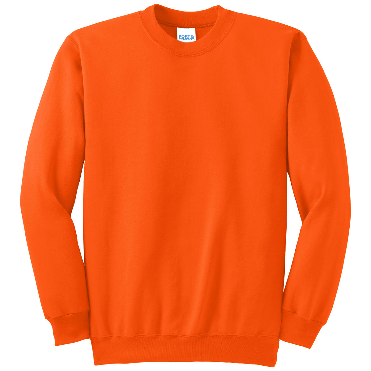 Port & Company Men's Safety Orange Tall Fleece Crewneck Sweatshirt: Versatile Comfort!