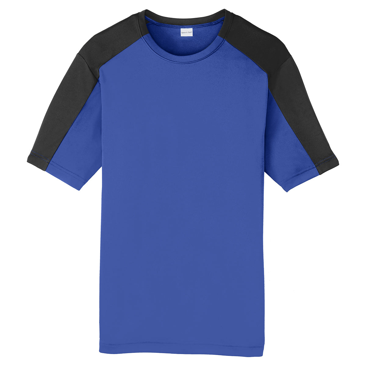 Sport-Tek Men's Stunning True Royal/Black PosiCharge Competitor Sleeve-Blocked Tee - Elevate Your Style Now!