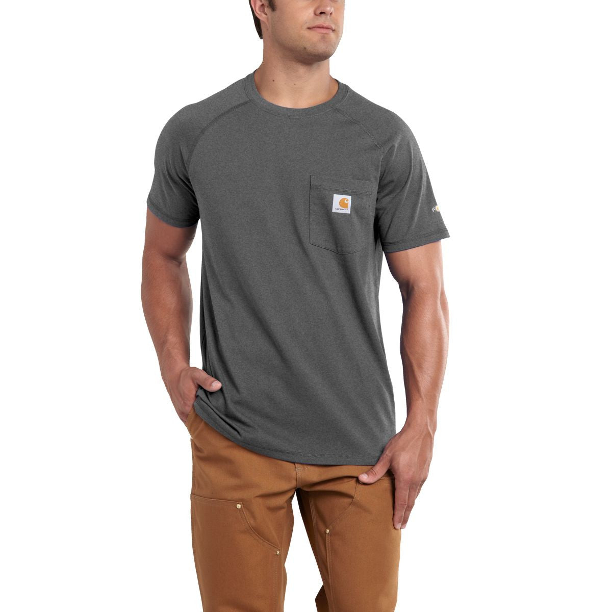Carhartt Men's Carbon Heather Force Cotton Short-Sleeve T-Shirt: Rugged & Reliable