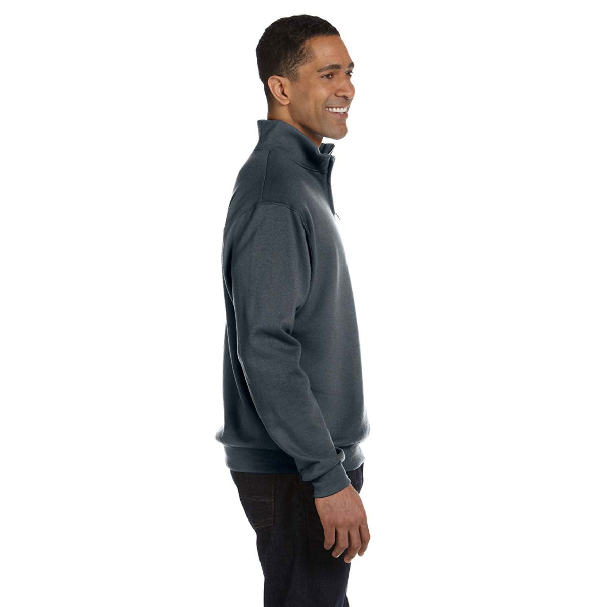Jerzees Men's Black Heather 8 Oz. Nublend Quarter-Zip Cadet Collar Sweatshirt - A Stylish and Cozy Choice