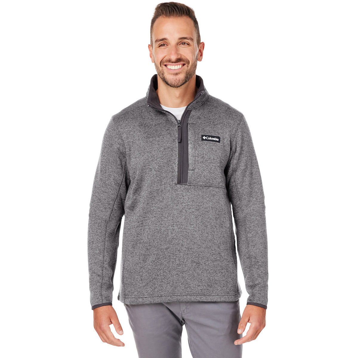 Columbia Men's City Grey Heather Sweater Weather 1/2 Zip - Customizable Style
