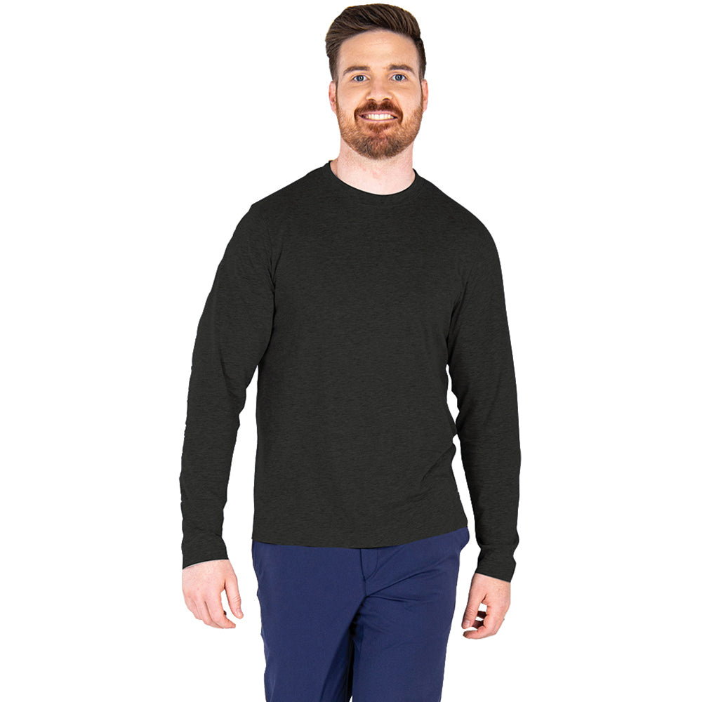 Charles River Men's Premium Black Comfort-Core Long-Sleeve Crew Tee