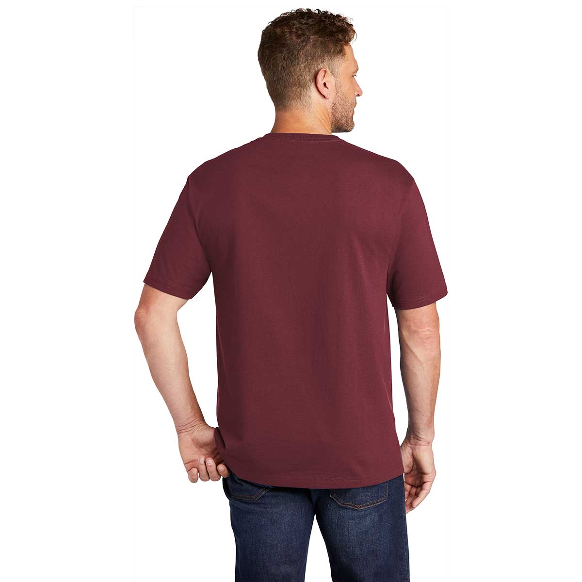 CornerStone Men's Maroon Workwear Short Sleeve Pocket Tee - Customizable for Your Team
