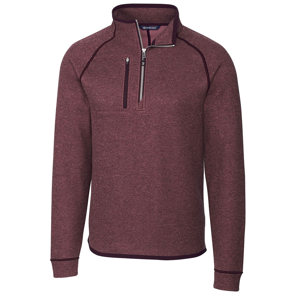 Cutter & Buck Men's Bordeaux Heather Mainsail Half Zip - A Must - Have for Active Men