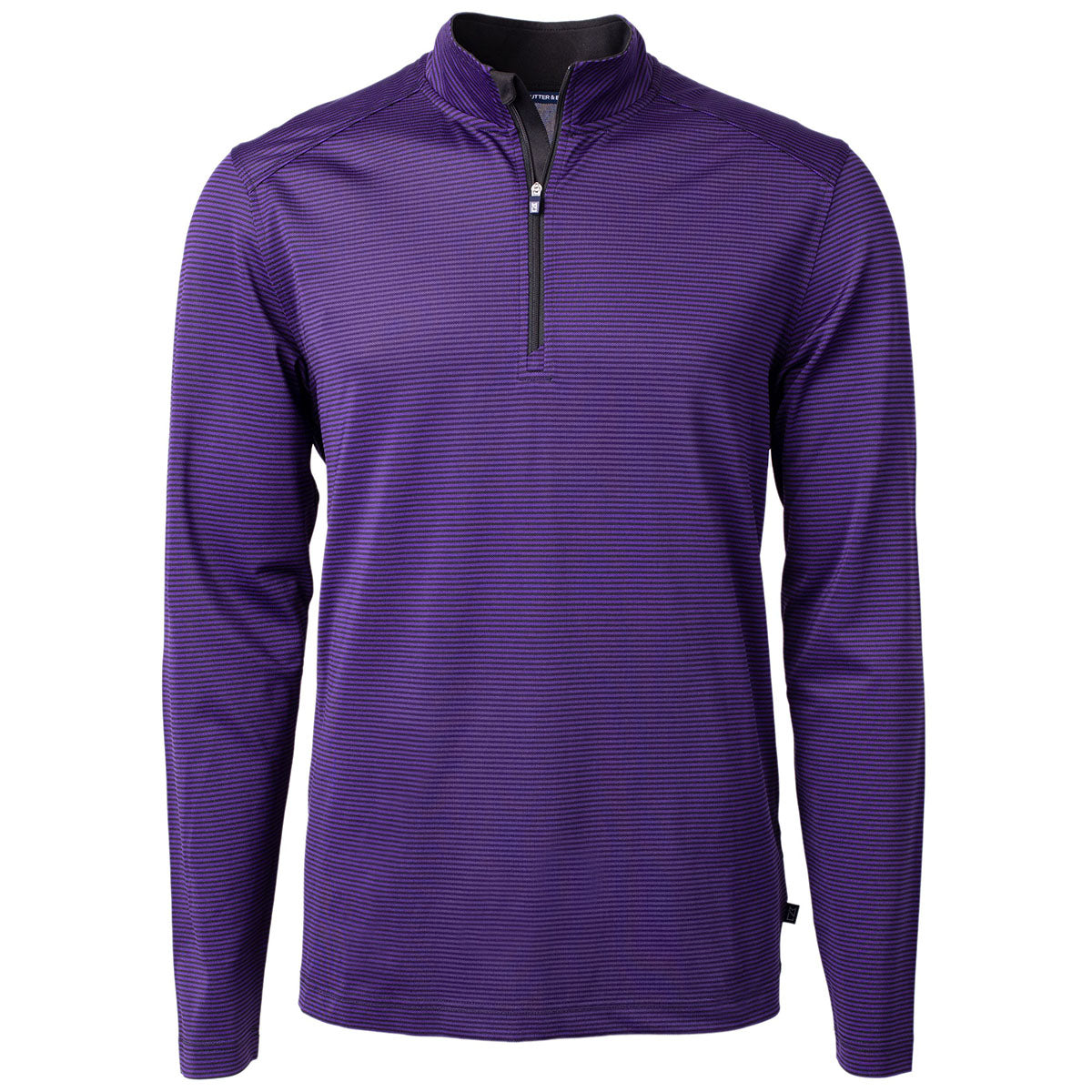 Cutter & Buck Men's College Purple/Black Virtue Eco Pique Micro Strip Recycled Quarter Zip - Your Outdoor Essential
