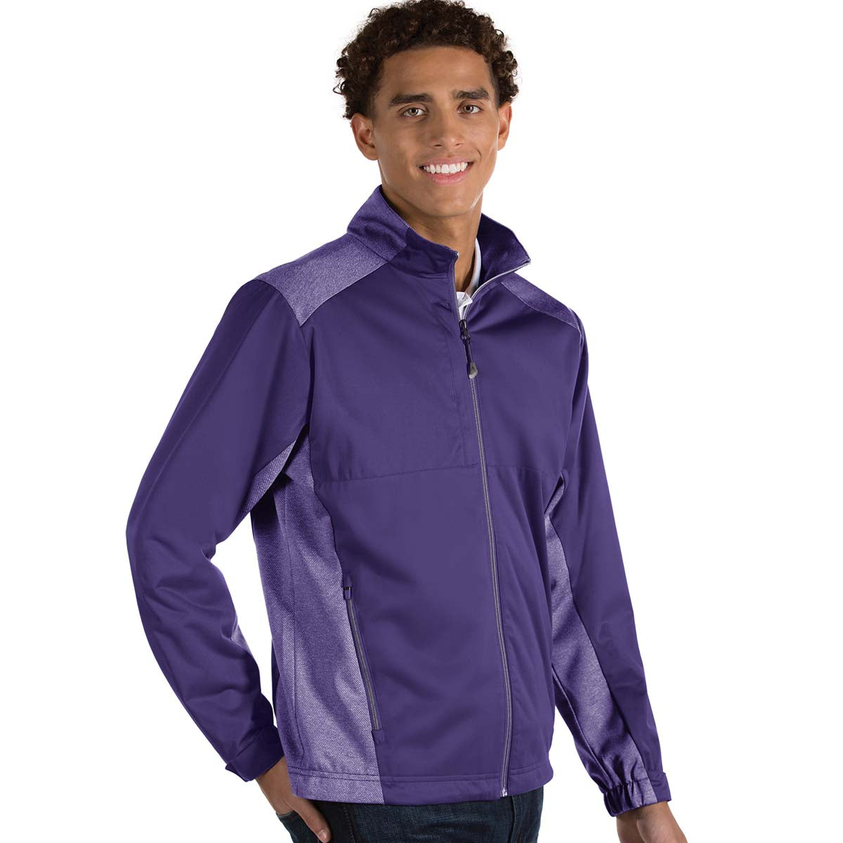 Antigua Men's Dark Purple Revolve Full-Zip Jacket - A Fashionable and Functional Choice