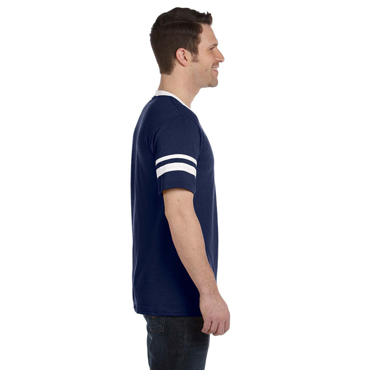 Augusta Sportswear Men's Navy/White Sleeve Stripe Customizable Jersey