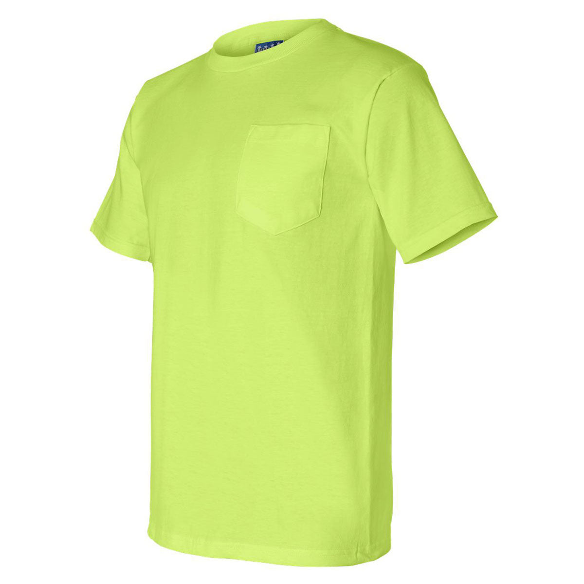Bayside Men's Stunning Lime Green Union-Made Short Sleeve T-Shirt with Pocket