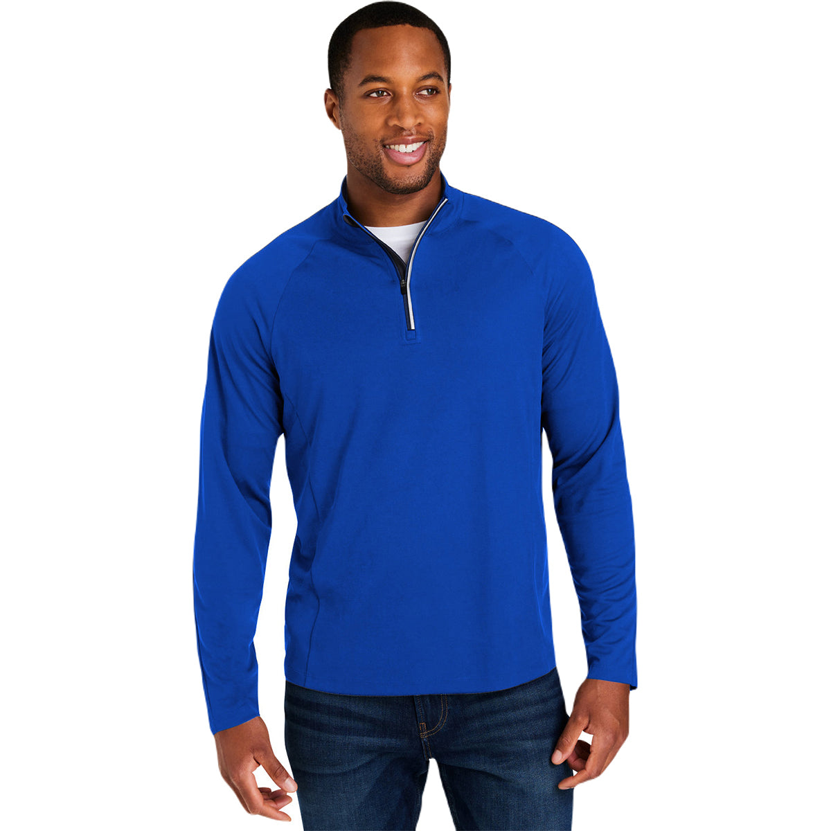 Core 365 Men's True Royal/Carbon Origin Performance Pique Quarter Zip - Ideal for Corporate & Daily Wear