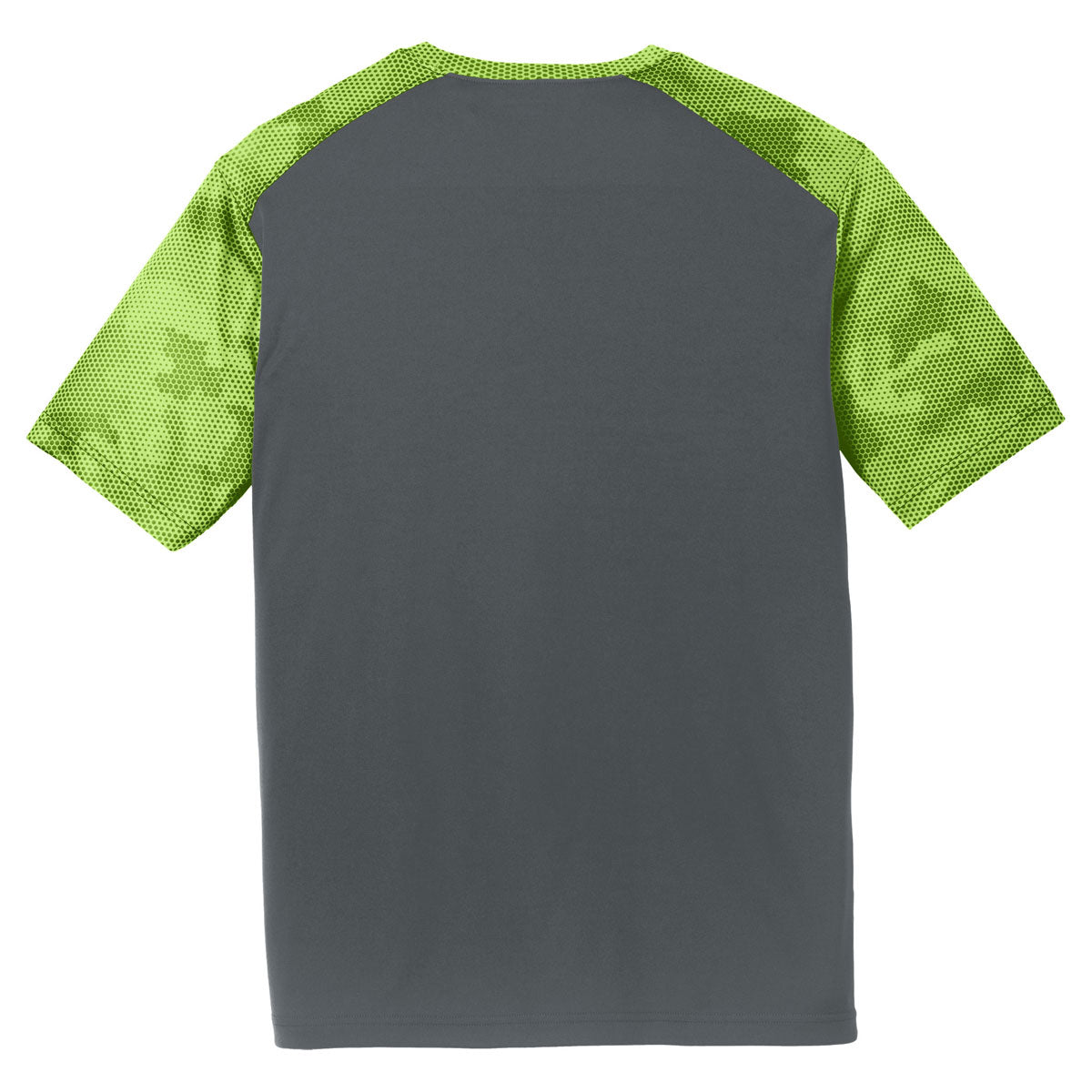 Sport-Tek Men's Iron Grey/Lime Shock CamoHex Colorblock T-Shirt: A Stylish and Functional Choice