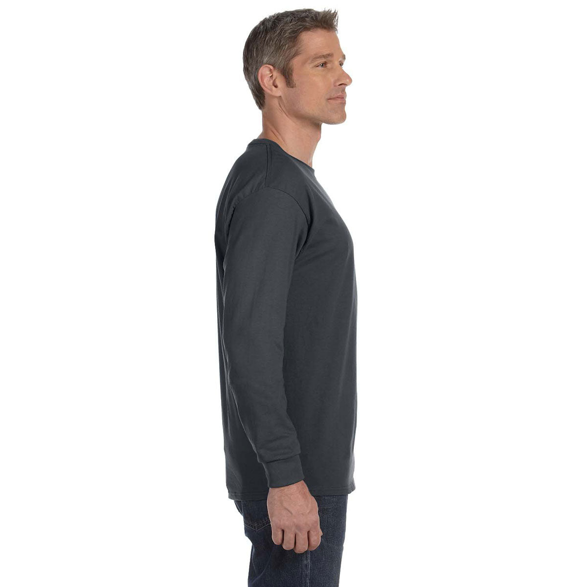 Jerzees Men's Dri-Power Active Charcoal Grey 5.6 Oz Long-Sleeve T-Shirt: A Must-Have!