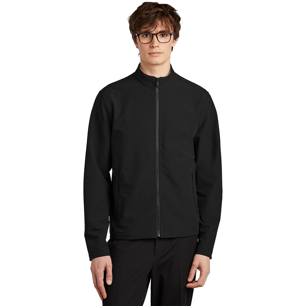 Mercer+Mettle Men's Stunning Deep Black Stretch Soft Shell Jacket