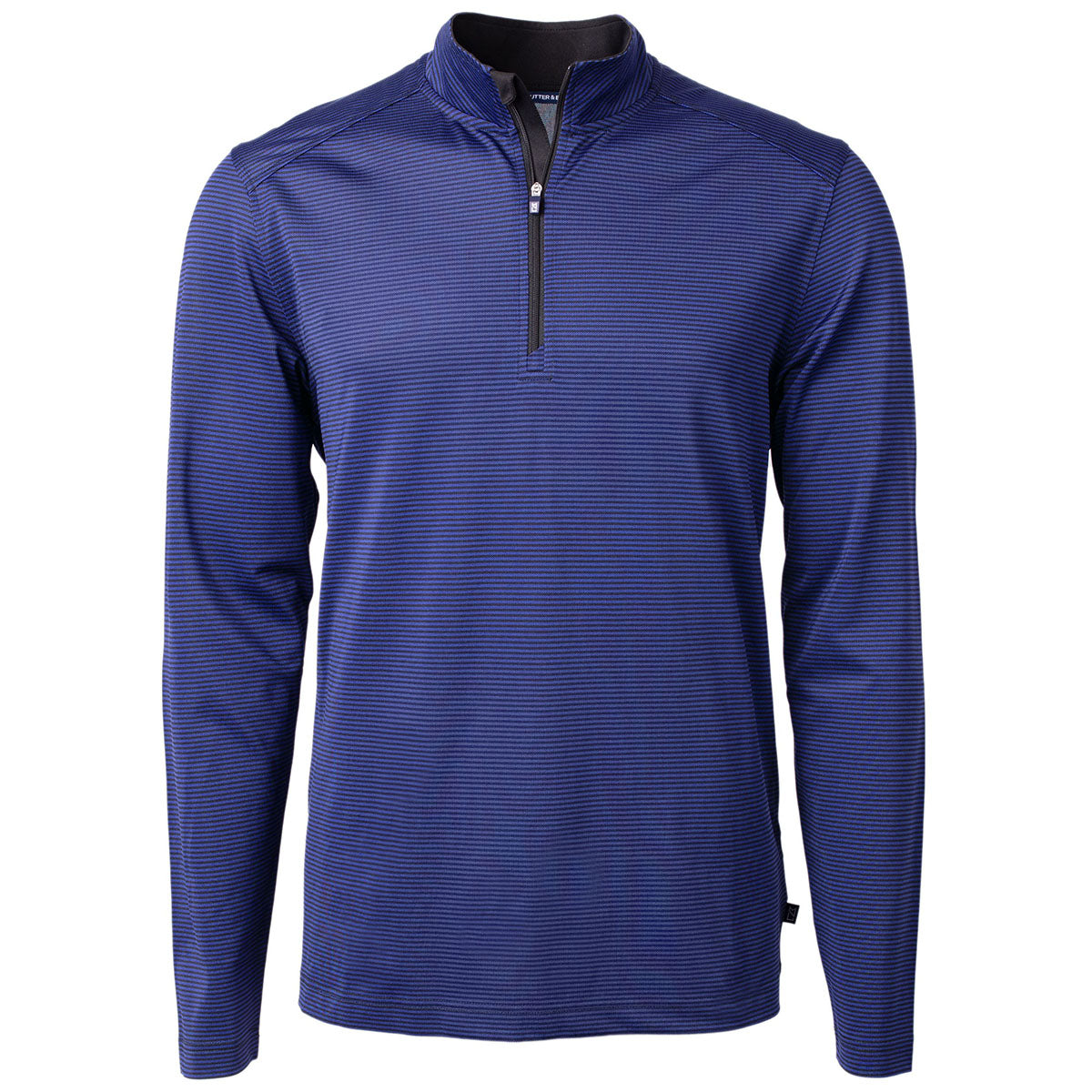 Cutter & Buck Men's Tour Blue/Black Virtue Eco Pique Micro Strip Recycled Quarter Zip - The Outdoor Essential