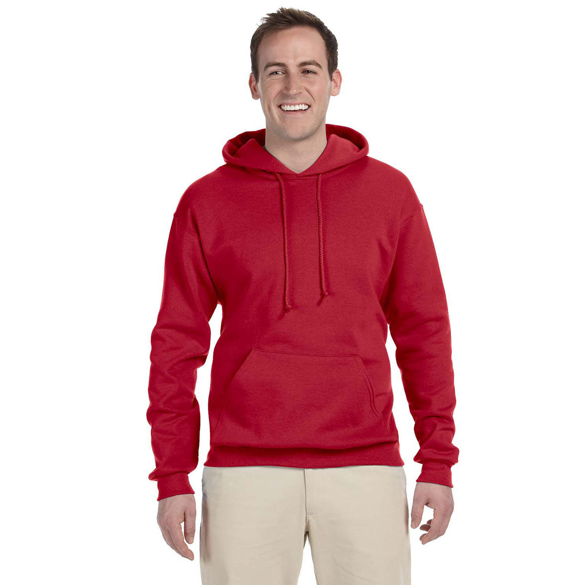 Jerzees Men's True Red 8 Oz. Nublend Fleece Pullover Hoodie - Stay Warm in Style!