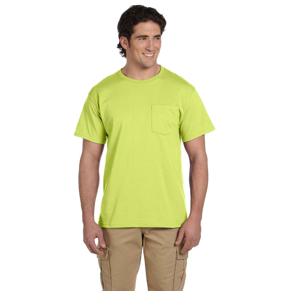 Jerzees Men's Safety Green Dri-Power Active Pocket T-Shirt: A Must-Have Casual Top!
