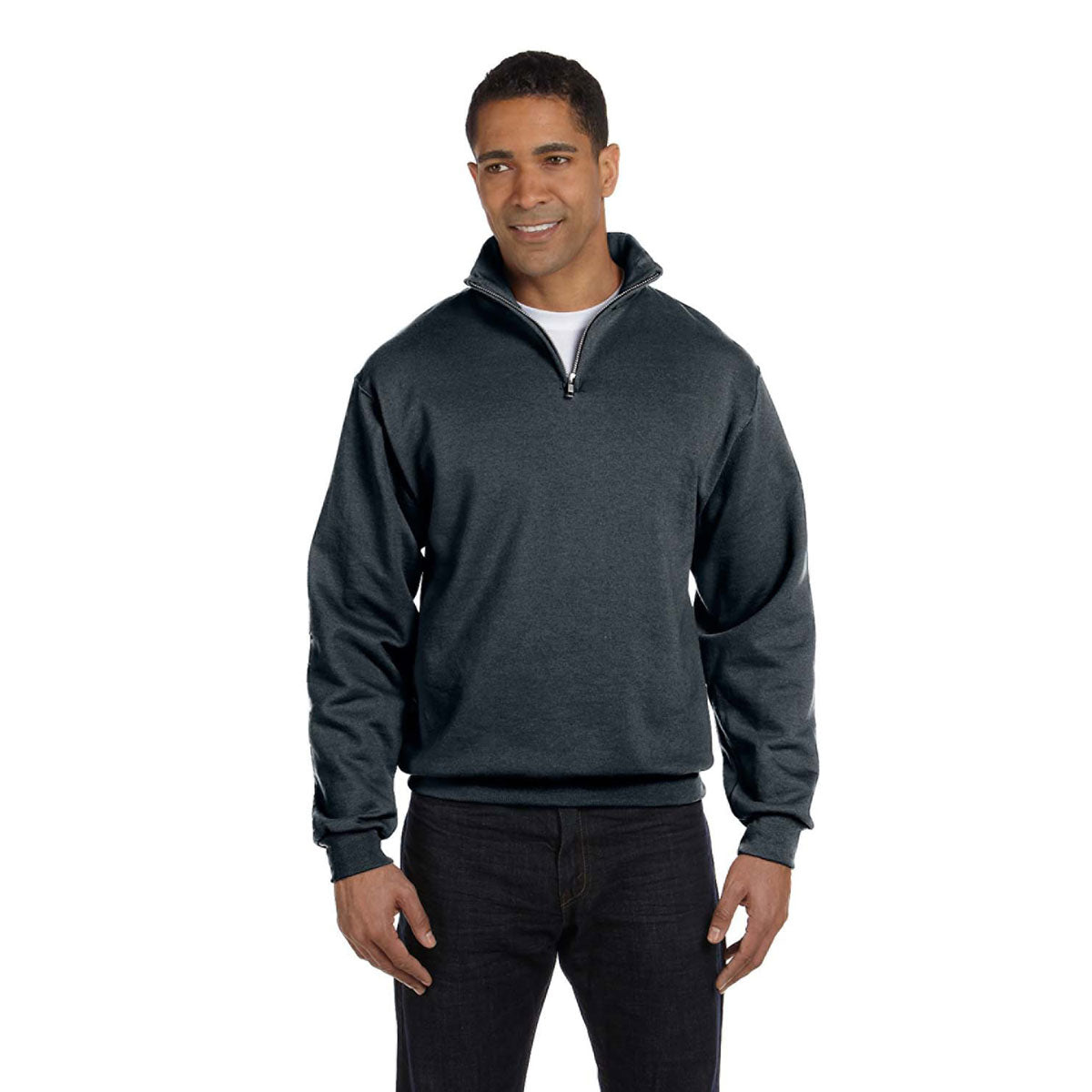 Jerzees Men's Black Heather 8 Oz. Nublend Quarter-Zip Cadet Collar Sweatshirt - A Stylish and Cozy Choice