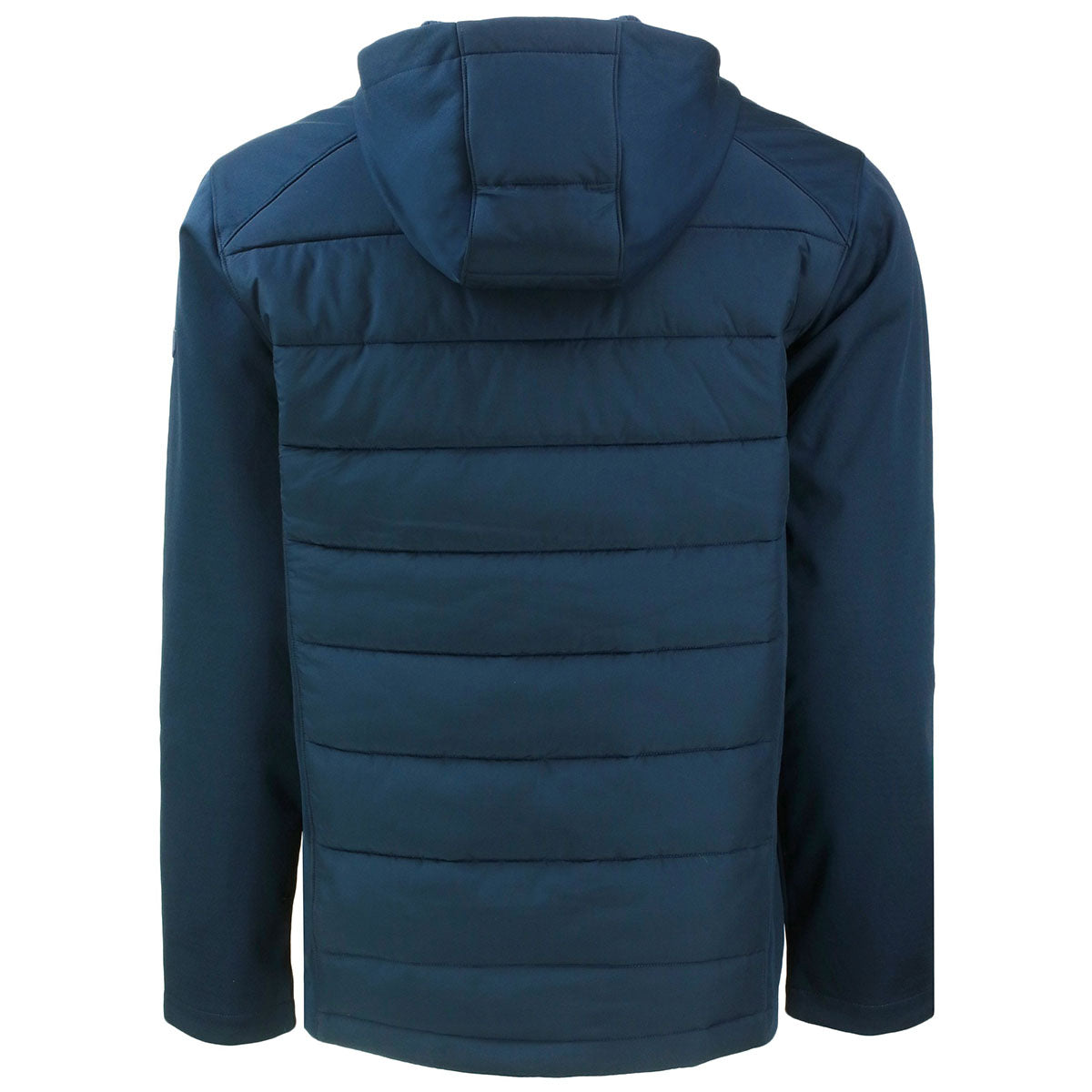 Cutter & Buck Men's Navy Blue Evoke Hybrid Eco Softshell: A Recycled Full Zip Hooded Jacket for the Outdoors