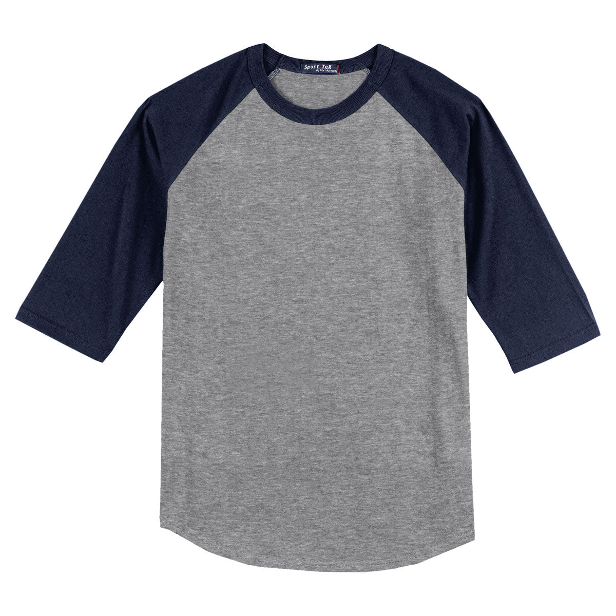 Sport-Tek Men's Stunning Heather Grey/Navy Colorblock Raglan Jersey - Elevate Your Style Now!