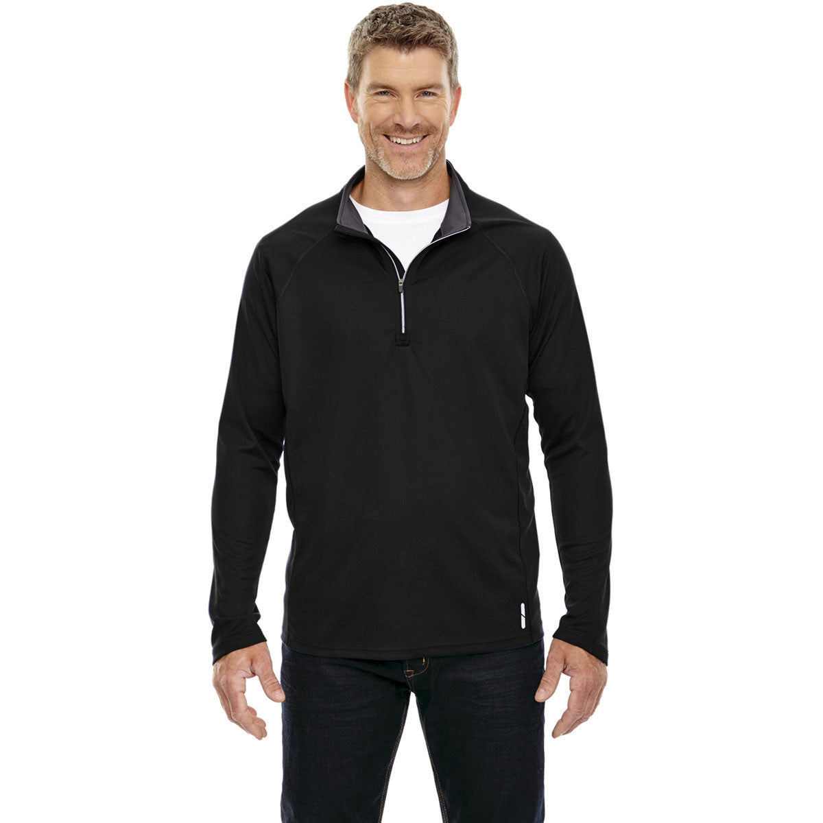 North End Men's Stylish Black Radar Half-Zip Performance Long-Sleeve Top - A Must-Have!