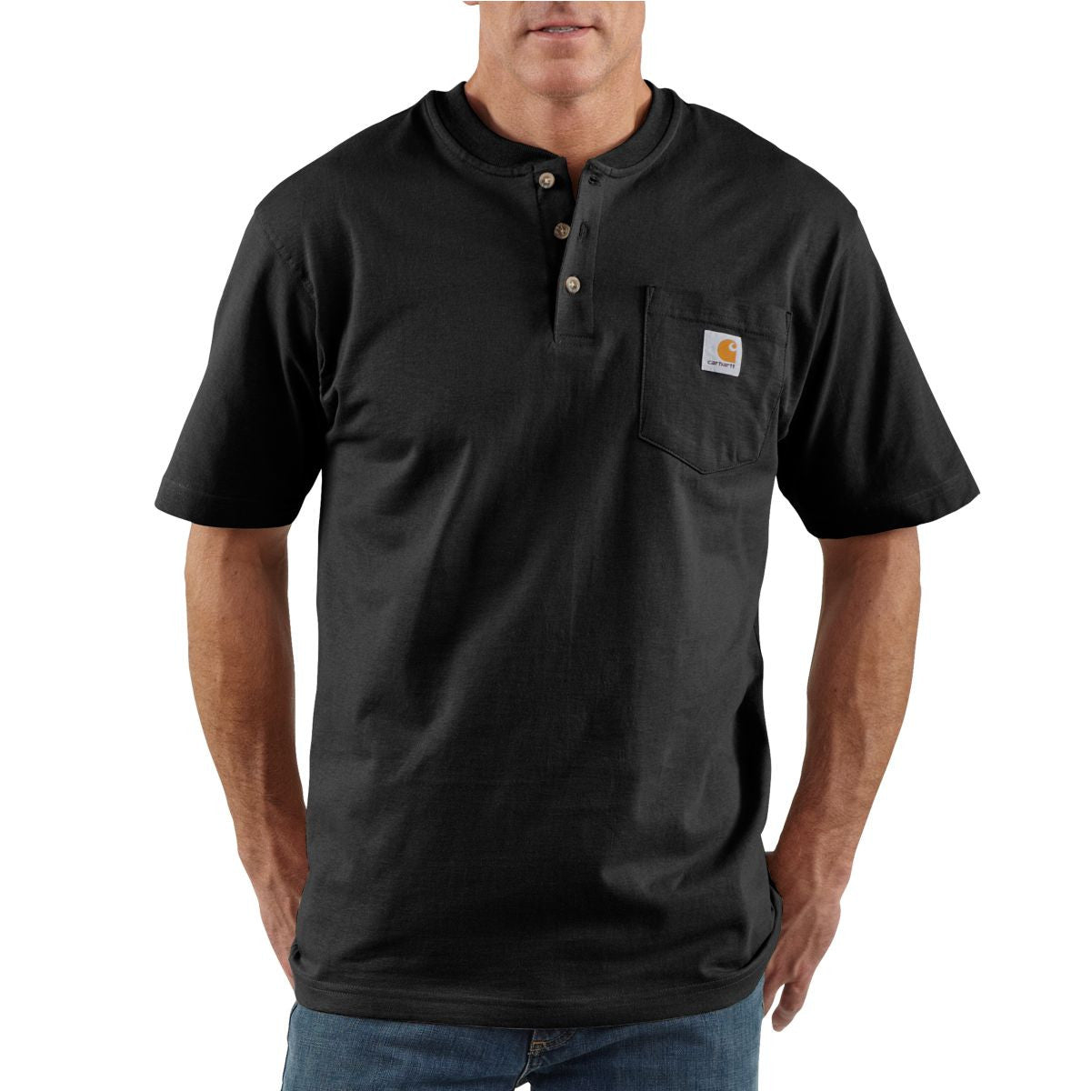 Carhartt Men's Striking Black Short-Sleeve Workwear Henley