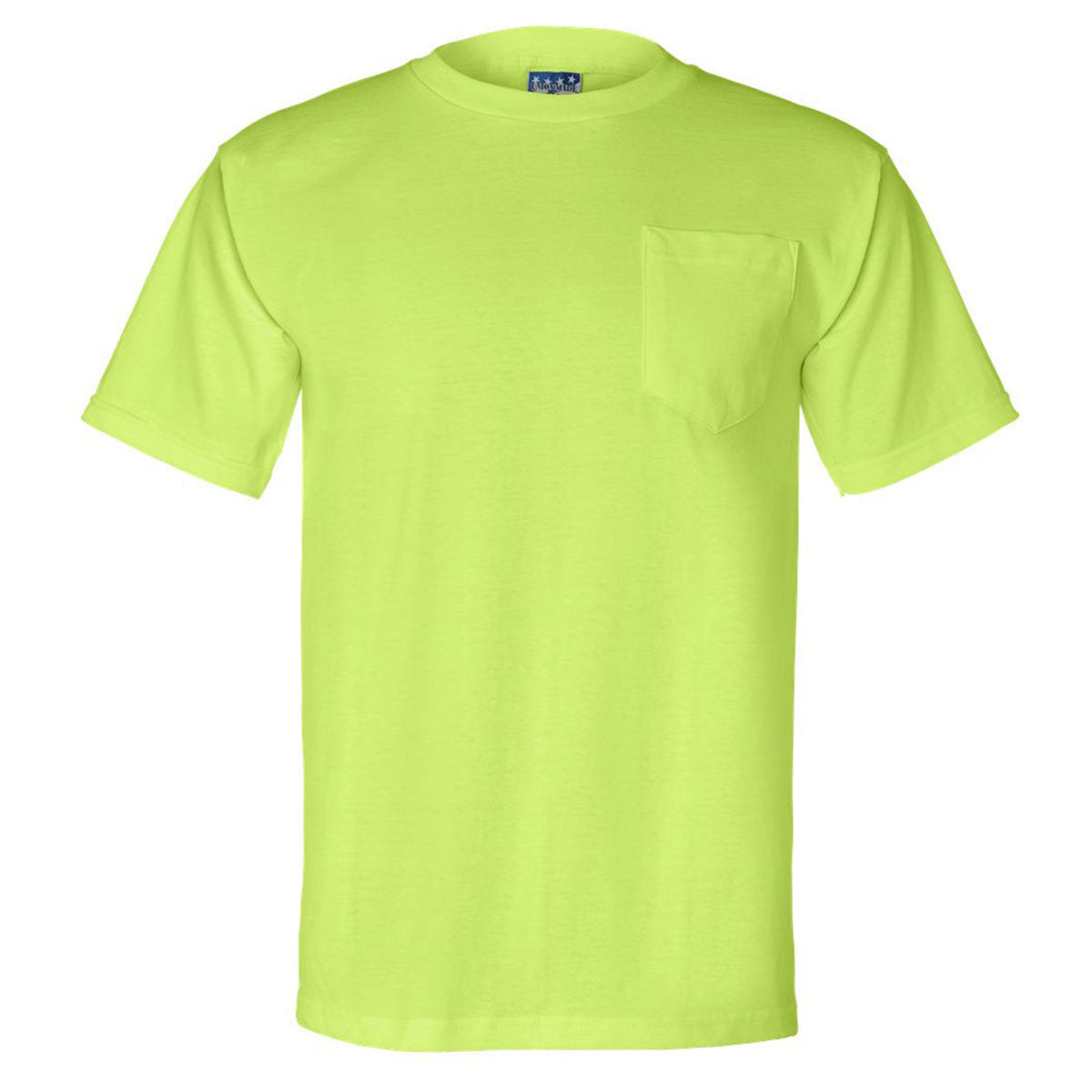 Bayside Men's Stunning Lime Green Union-Made Short Sleeve T-Shirt with Pocket
