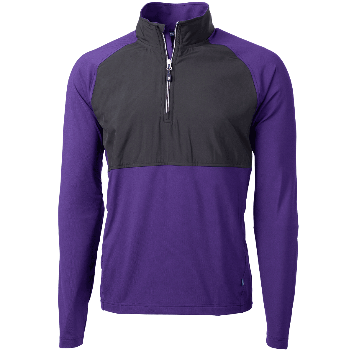 Cutter & Buck Men's College Purple/Black Adapt Eco Knit Hybrid Recycled Quarter Zip - Stay Active in Style!