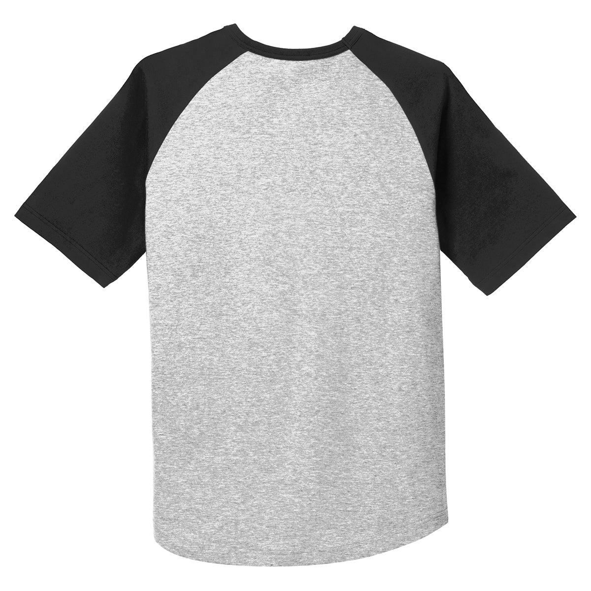 Sport-Tek Men's Stunning Heather Grey/Black Short Sleeve Colorblock Raglan Jersey