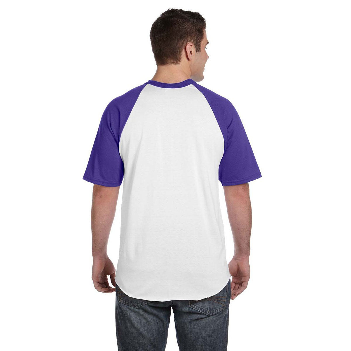 Augusta Sportswear Men's Stylish White/Purple Short-Sleeve Baseball Jersey