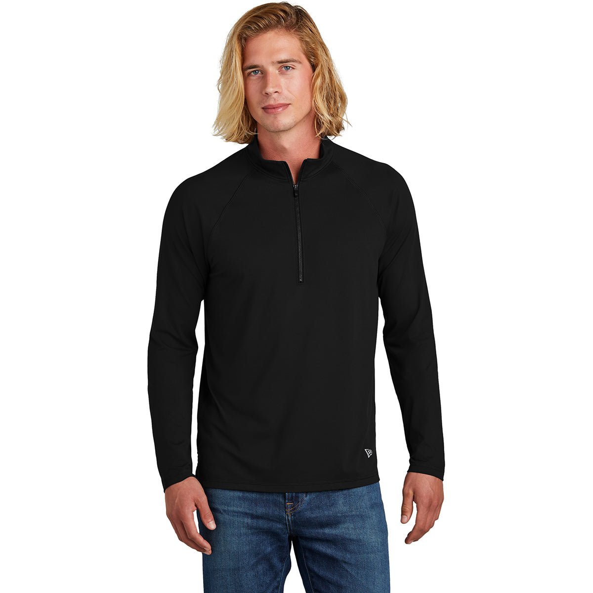 New Era Men's Stylish Black Power Half Zip - Ideal for Customization