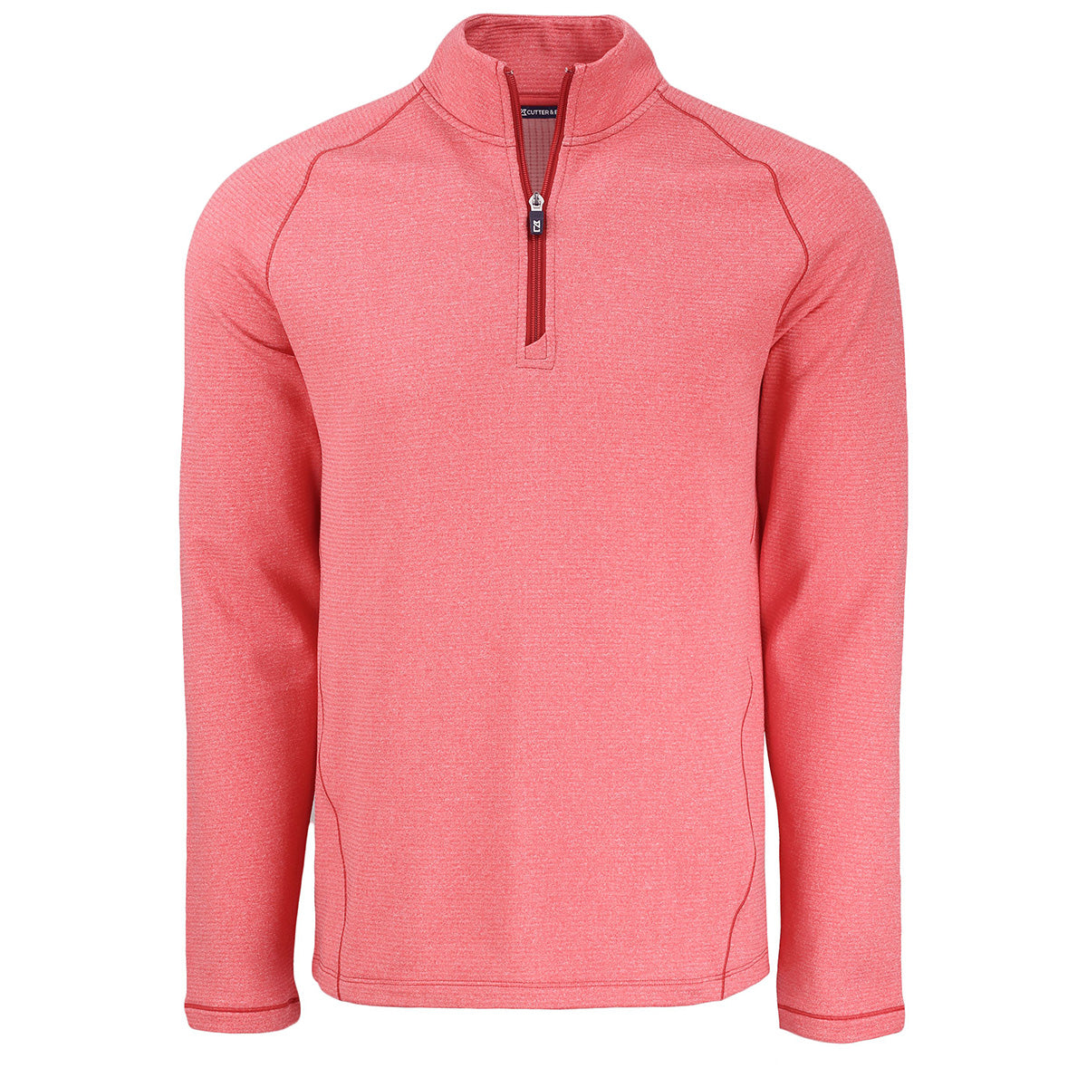 Cutter & Buck Men's Stunning Red Heather Peshastin Eco Fleece Recycled Half Zip Pullover - A Must-Have!