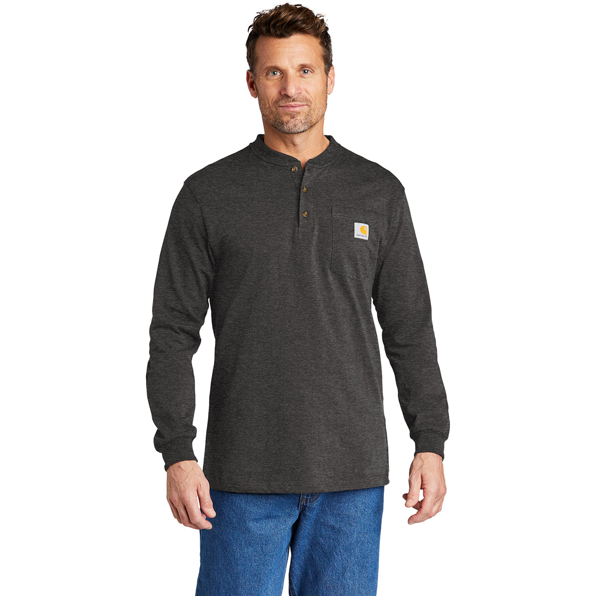 Carhartt Men's Carbon Heather Long Sleeve Henley - The Ultimate Outdoor T - Shirt