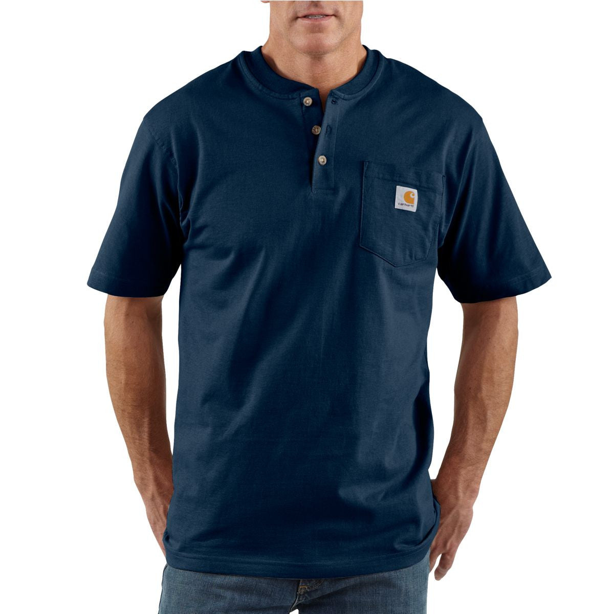 Carhartt Men's Navy Short-Sleeve Workwear Henley - Ideal for Hard Work