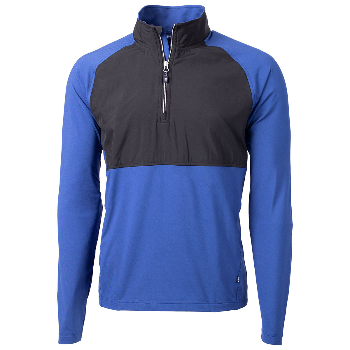 Cutter & Buck Men's Tour Blue/Black Adapt Eco Knit Hybrid Recycled Quarter Zip - Stay Active in Style!