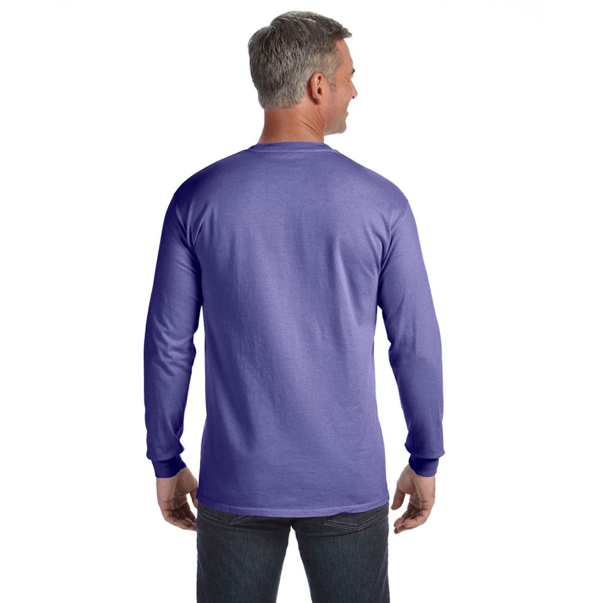 Comfort Colors Men's Violet 6.1 Oz Long-Sleeve Pocket T-Shirt: Ideal for Company Events!