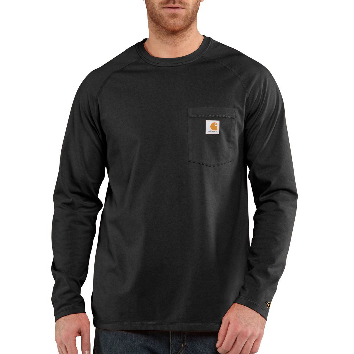 Carhartt Men's Stunning Black Force Cotton Long-Sleeve T-Shirt