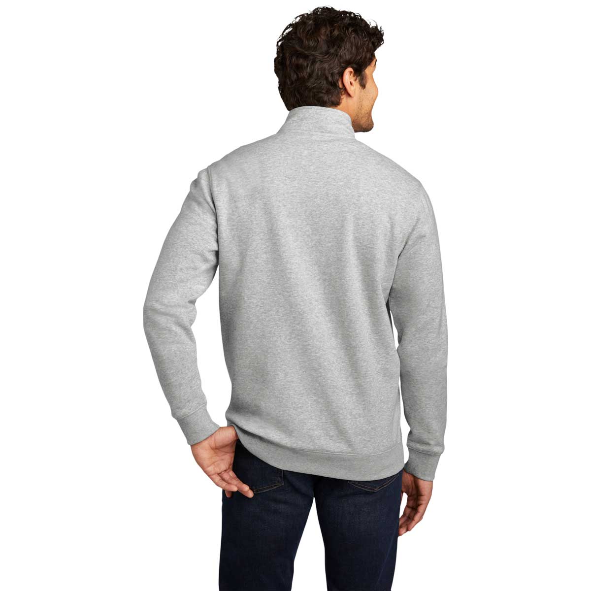 District Men's Light Heather Grey V.I.T. Fleece Quarter Zip - Ideal for All-Day Style