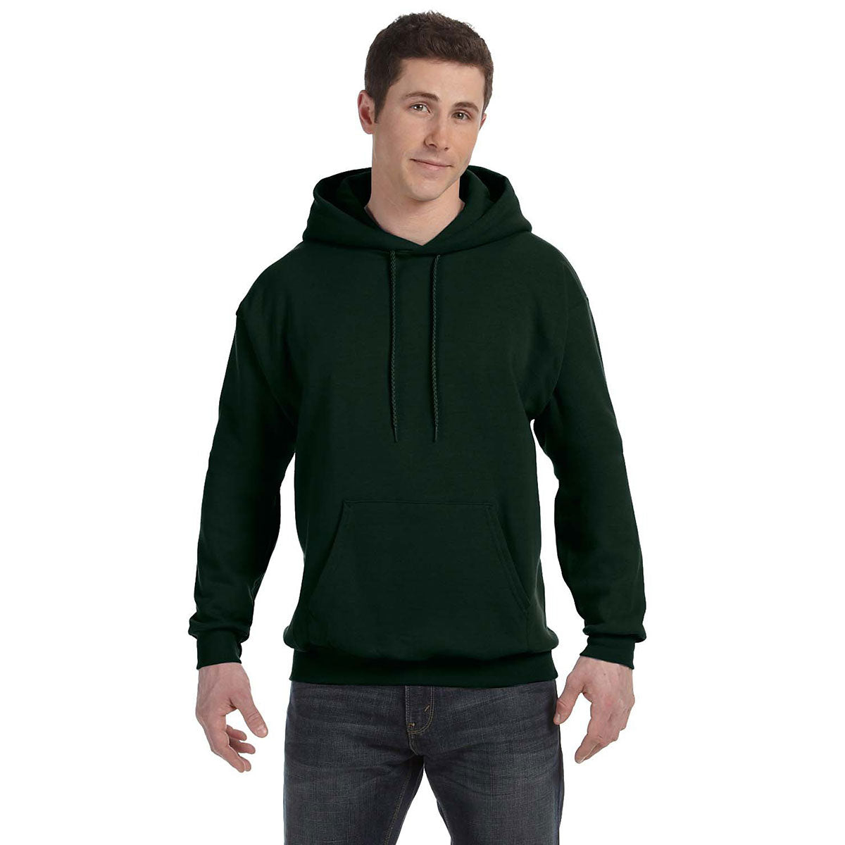 Hanes Men's Deep Forest 7.8 oz. EcoSmart 50/50 Pullover Hoodie - A Must-Have for Outdoor Enthusiasts