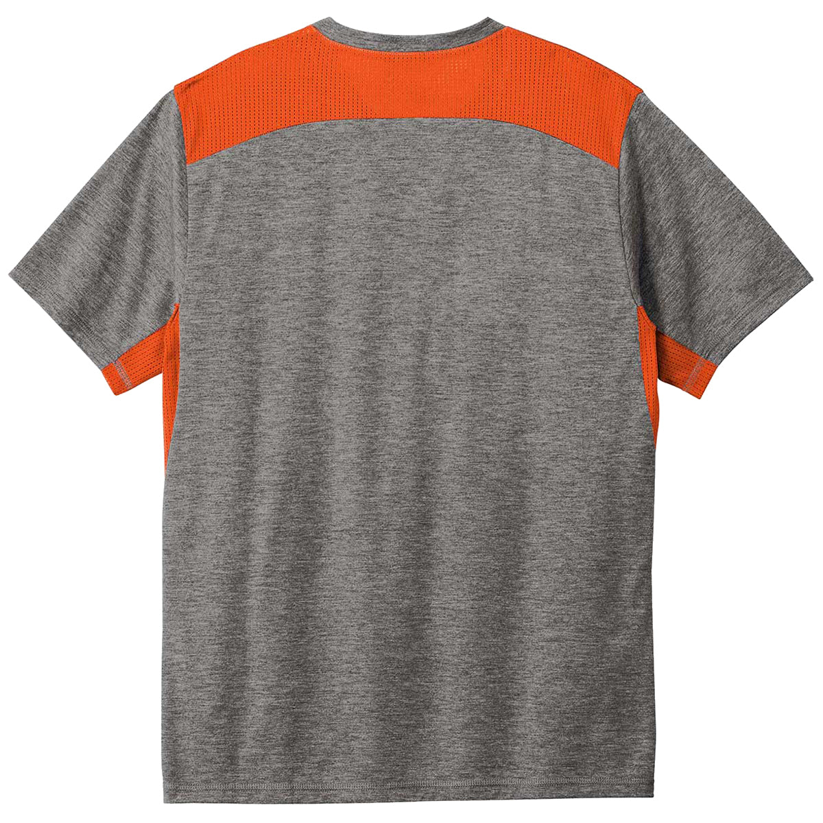 Sport-Tek Men's Stunning Deep Orange/Dark Grey Heather PosiCharge Tri-Blend Wicking Draft Tee - A Must-Have for Active Men