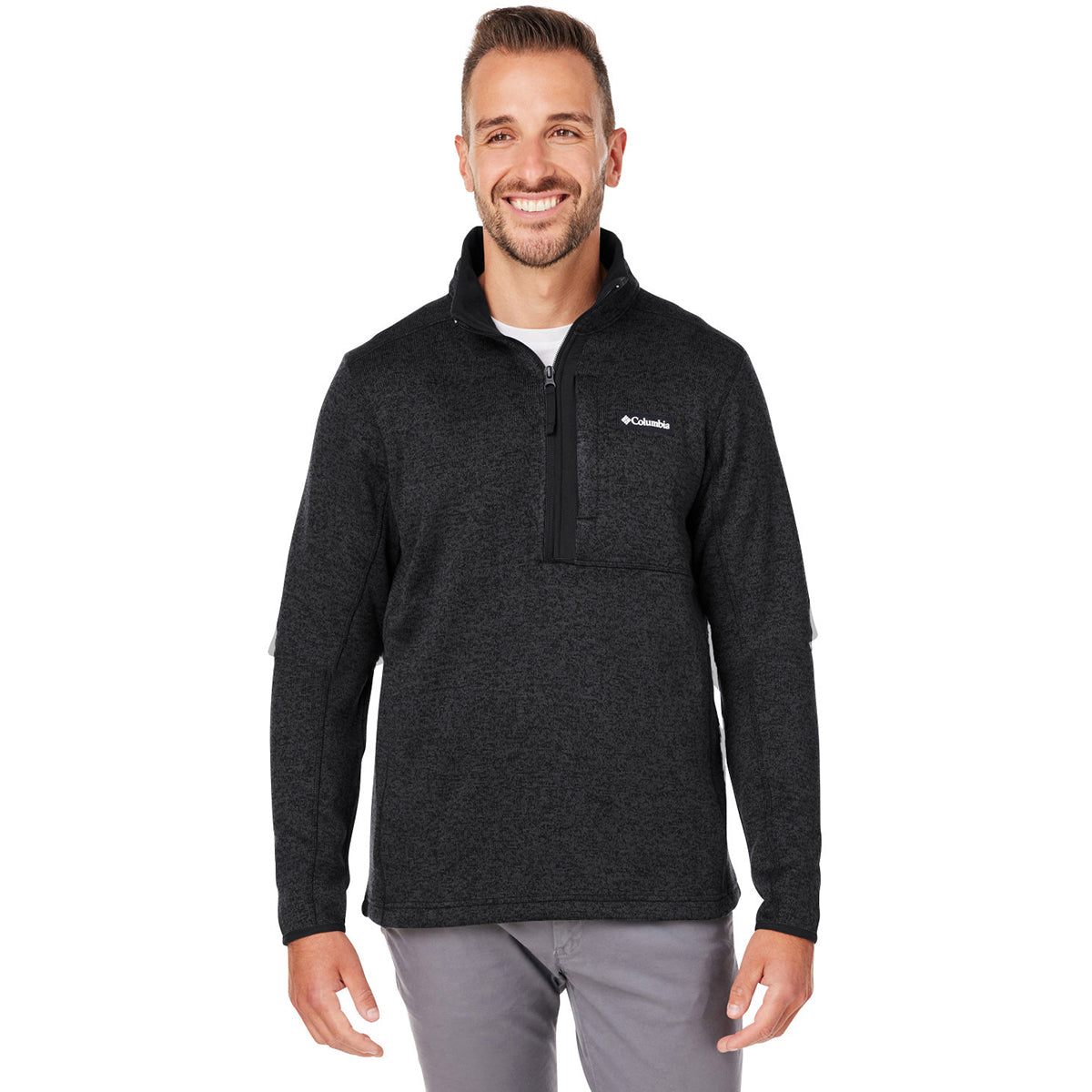 Columbia Men's Stylish Black Heather Sweater Weather 1/2 Zip - Customizable and Versatile